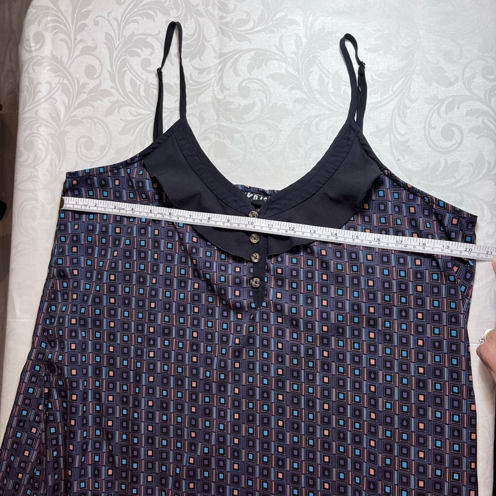 Volcom Women’s Slip Dress Front Ruffle Pockets Geometric Pattern Size Large - Picture 7 of 9